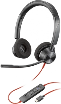 Słuchawki Plantronics Poly Blackwire 3320 Stereo Microsoft Teams Certified USB-C Headset + USB-C/A Adapter Black (0197498429106)