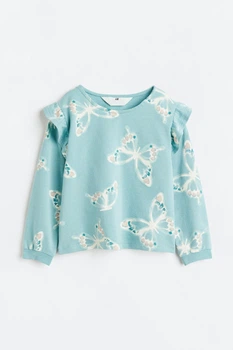Свитшот с воланами бирюзовый Бабочки H&M 134-140см (400095819)