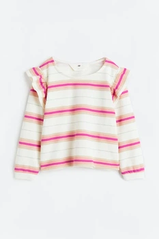 Світшот з воланами білий в смужку H&M 134-140см (400095820)