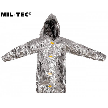 Пончо рятувальне Mil-Tec One size з теплоізоляцією для польових умов захист від вітру та дощу Срібне (tactik-060M-T)