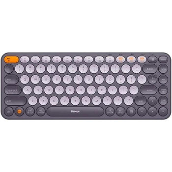 Бездротова Ігрова Безшумна Клавіатура Baseus K01A Wireless Tri-Mode Keyboard |EN розкладка, 2.4G/BT1+BT2, 2xAAA бат.| Сріблястий