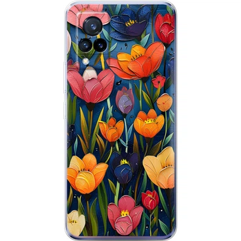 Силиконовый Чехол с Картинкой для Vivo V21 Принт (Цветы) (43146-ysm010)