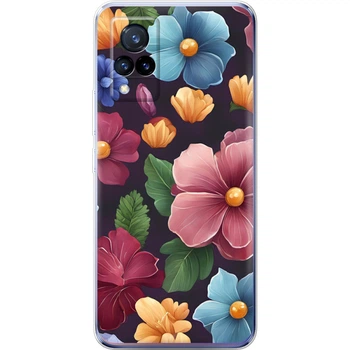 Силиконовый Чехол с Картинкой для Vivo V21 Принт (Цветы) (43146-ysm013)