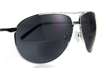 Окуляри біфокальні (захисні) Global Vision Aviator Bifocal (+2.5) (gray), чорні біфокальні лінзи в металевій оправі