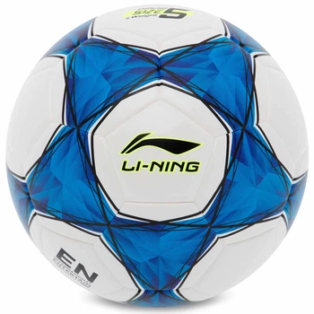 Мяч футбольный №5 TPU+EVA Клееный LI-NING (клееный, белый-голубой) (LFQK575-2)
