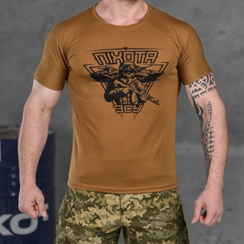 Чоловіча потовідвідна футболка Coolmax з принтом "Піхота" койот розмір 3XL