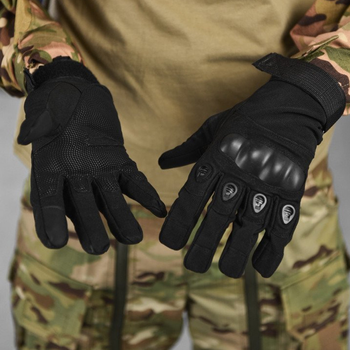Перчатки TACT с защитными накладками и антискользящими вставками на ладонях черные размер XL