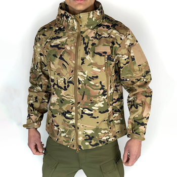 Мужская флисовая Куртка Softshell с капюшном и вентиляционными молниями мультикам размер L