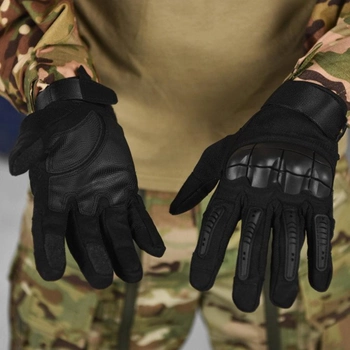 Сенсорные перчатки с резиновыми защитными накладками черные размер 2XL