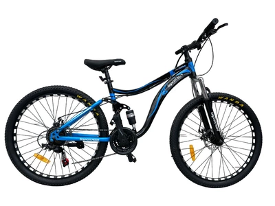 Велосипед горный двухподвесный 26 дюймов Toprider 910 оборудование Shimano (Синий)