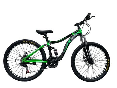 Велосипед горный двухподвесный 26 дюймов Toprider 910 оборудование Shimano (Салатовый)