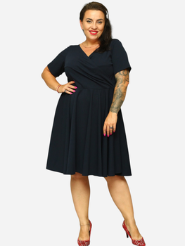 Sukienka trapezowa damska Plus Size Karko U334 54-56 Granatowa (5903676038177)