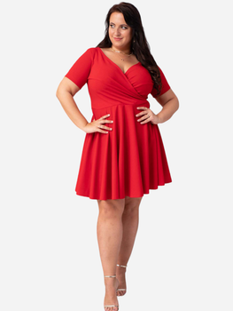 Sukienka trapezowa damska Plus Size Karko U337 54-56 Czerwona (5903676038115)