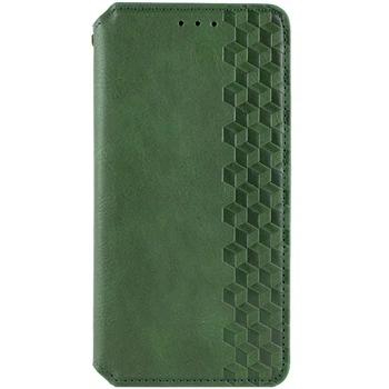 Противоударный кожаный чехол книжка GETMAN Cubic (PU) для Xiaomi Redmi A3 Зеленый