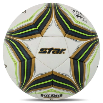 Мяч футбольный №5 PU ламин. гибридная сшивка STAR ALL NEW POLARIS 3000 FIFA (№5, 5 сл., белый-салатовый) (SB145FTB_Белый-салатовый)