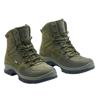 Берцы демисезонные тактические ботинки PAV 505 Harlan хаки олива кожаные с мембраной Winterfrost 45