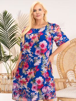 Sukienka trapezowa damska Plus Size Karko SC332 50/52 Wielokolorowa (5903676229452)