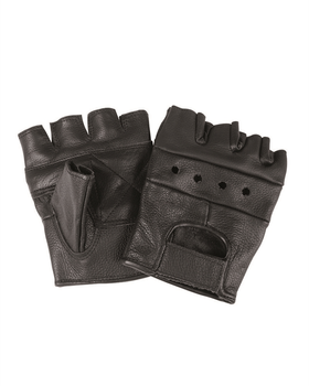 Перчатки кожаные без пальцев M Black