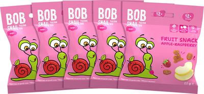 Упаковка Фруктово-ягідних снеків Bob Snail Яблуко-Малина з 12 місяців 20 г х 5 шт (2000000014610)