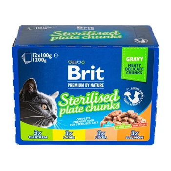 Набір вологого корму для стерилізованих котів Brit Premium Sterilised pouch 12 шт/100 г
