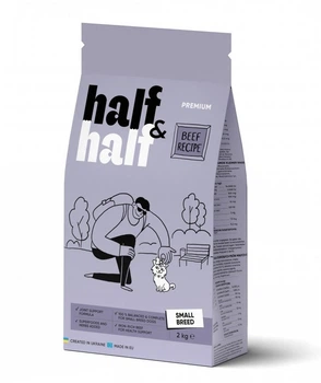 Повнораціонний сухий корм для собак малих порід з яловичиною Half&Half Small Breed 2 кг