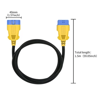 Кабель удлинитель OBD2 AUTOOL 1,5 м с нейлоновой оплеткой