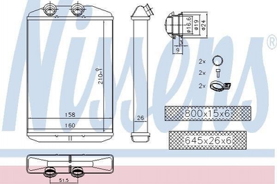 Радиатор печки NISSENS 73344 Renault Kangoo, Master; Opel Movano 2711500Q0G, 4419679, 93197775