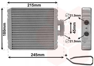 Радіатор грубки Van Wezel 76016700 Audi A1; Skoda Rapid, Fabia; Seat Ibiza, Toledo; Volkswagen Polo 6C0819031