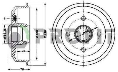 Тормозной барабан PROFIT 5020-0024 Ford KA, Fiesta 1E0026251, 6176743, 6560026