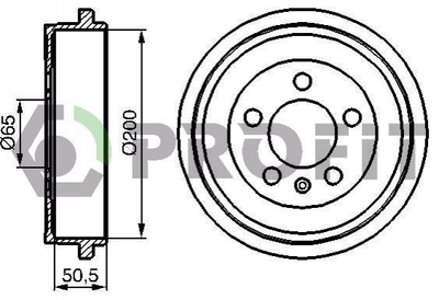 Тормозной барабан PROFIT 50200077 Volkswagen Polo; Seat Cordoba, Ibiza; Skoda Fabia; Audi A2 6Q0609617