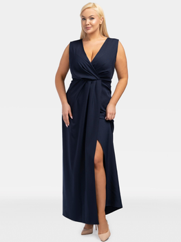 Плаття на запах довге літнє жіноче Karko SC108 54 Темно-синє (5903676192602)
