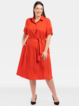 Плаття-сорочка міді літнє жіноче Karko SC113 54-56 Червоне (5903676192992)