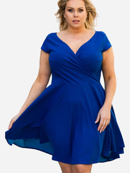 Sukienka kopertowa damska Plus Size Karko SB146 50-52 Niebieska (5903676065463)