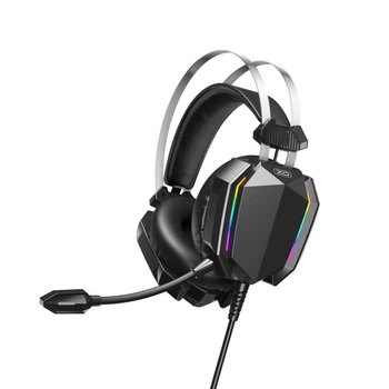 Игровые наушники с микрофоном XO GE-07 Static и RGB Long mic USB/Dual 3.5mm 2.2 м Black (33147_2955877)