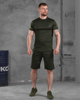 Чоловічий літній комплект ЗСУ За Перемогу шорти+футболка 3XL олива (87397)