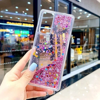 Силиконовый чехол с жидким глиттером для Xiaomi 11 Lite Розовый