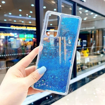 Силиконовый чехол с жидким глиттером для Xiaomi Redmi Note 11 Pro+ 5G Синий