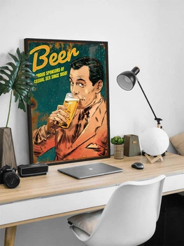 Вінтажний пивний постер у рамці / Beer / Пивний плакат / beer vintage poster