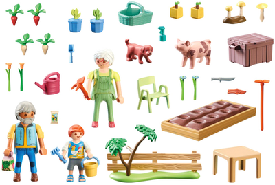 Zestaw figurek Playmobil Country Idyllic Vegetable Garden with Grandparents z akcesoriami 69 elementów (4008789714435)