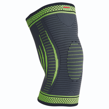 Компрессійний наколінник MadMax MFA-284 3D Compressive knee support Dark grey/Neon green (1шт.) L