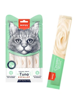 Рідкі ласощі Wanpy Creamy Lickable Treats Tuna & Scallop для котів, з тунцем та морським гребінцем, 70 г