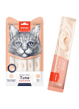Жидкое лакомство Wanpy Creamy Lickable Treats Tuna & Salmon для кошек, с тунцом и лососем, 70 г