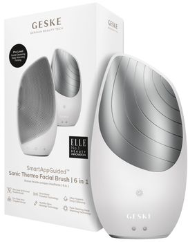 Электронная звуковая термо щетка для лица GESKE Sonic Thermo Facial Brush 6 в 1 белый