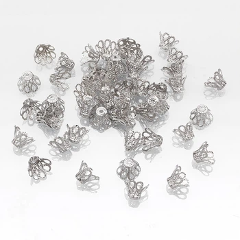 Конус Шапочки для Намистин, Залізні, Платина, 12х8мм, Отвір 1.5мм, 50 шт