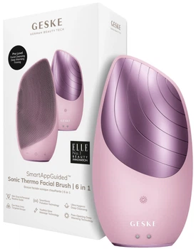 Электронная звуковая термо щетка для лица GESKE Sonic Thermo Facial Brush 6 в 1 розовый