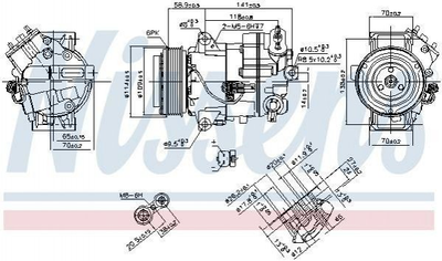 Компрессор кондиционера NISSENS 890263 Opel Astra, Meriva, Zafira 13346491, 13346495, 13361842