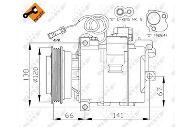 Компрессор кондиционера NRF 32104 Volkswagen Passat; Audi A4, A6; Skoda Superb 8D0260805B, 8D0260805J, 8D0260805P