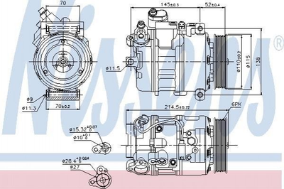 Компресор кондиціонера NISSENS 89214 BMW 6 Series, 3 Series, 7 Series, 5 Series, 1 Series, X1 64509174803, 64526918753, 64526956715