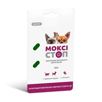 Від глистів ProVET ProVET Моксістоп МІНІ Антигельмінтний препарат для собак і котів 1 уп. (2 табл.) (1111164726)