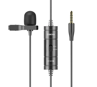 Микрофон Boya BY-M1S Проводной с длинным кабелем для смартфонов и камер